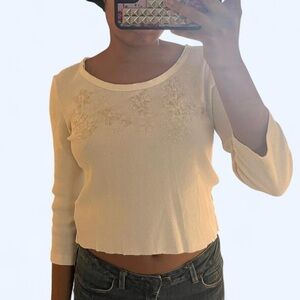 Women's Cream Embroidered Top